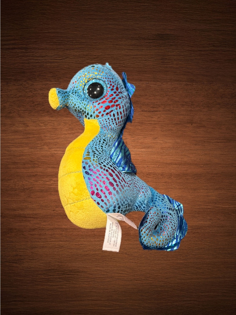 TY BEANIES BABIES BOOS NEPTUNE THE SEAHORSE PLUSH BEANBAG STUFFED ANIMAL. 7”